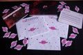 Novamail mail club with pink planet stickers scattered around on a black background